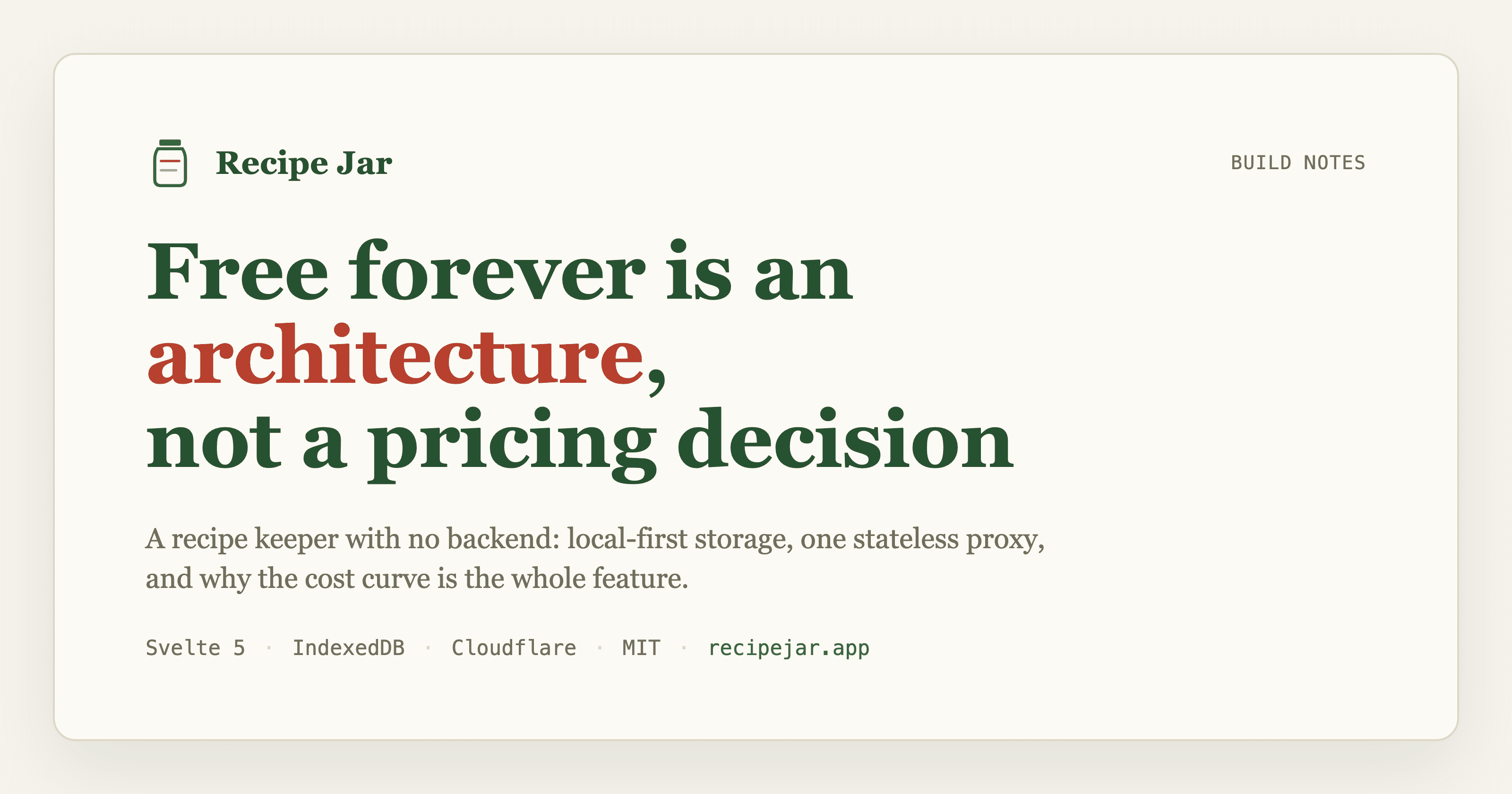 Free forever is an architecture, not a pricing decision